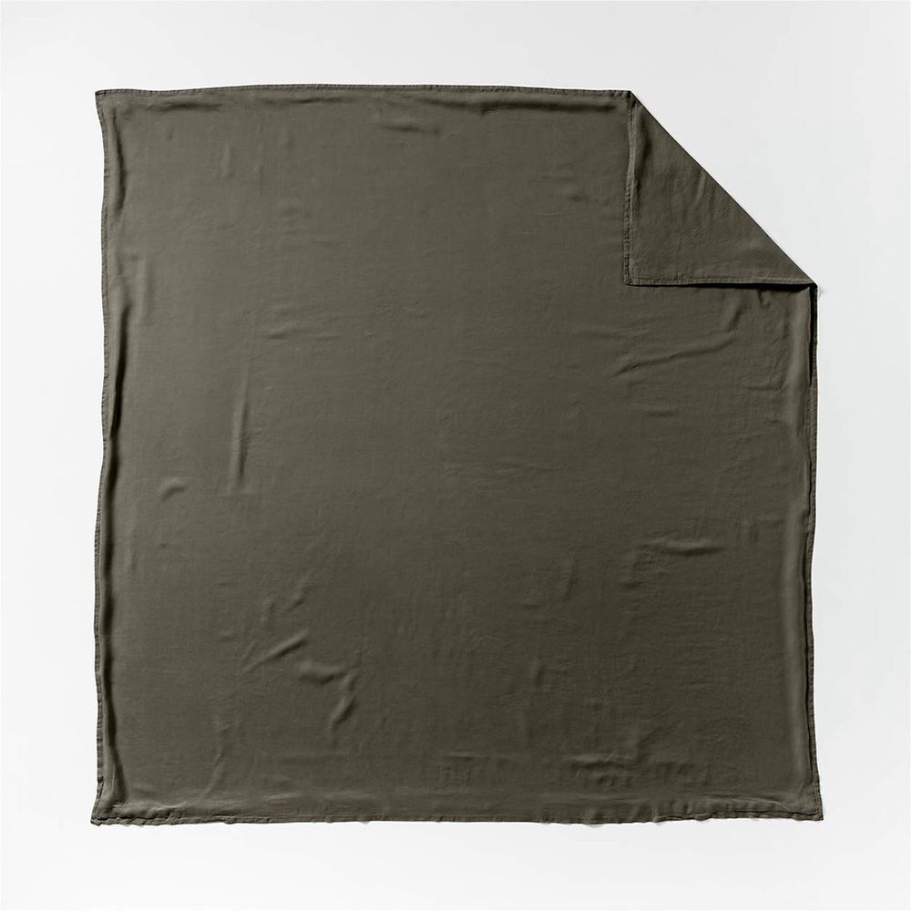 Crate & Barrel Lino II Full/Queen Duvet Cover and Two Euro Shams in Dark Grey - Picture 9 of 11